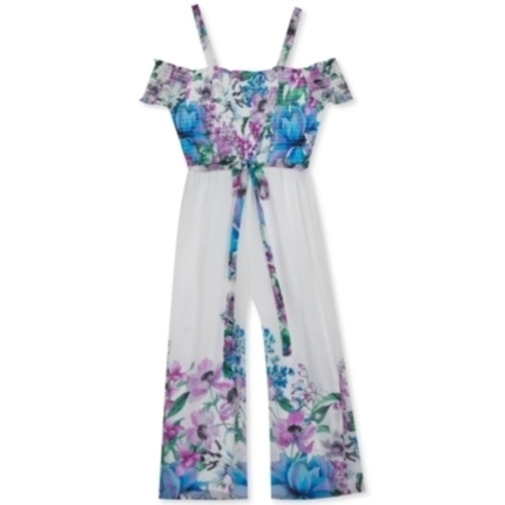 Rare Editions Floral Chiffon Jumpsuit for Big Girls